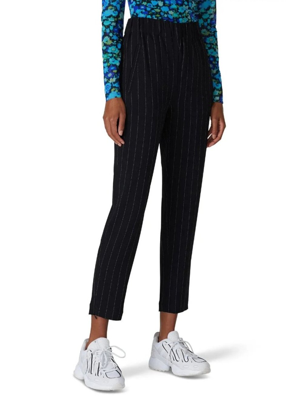 Ganni Black Pinstripe Pants 42 Womens Trousers